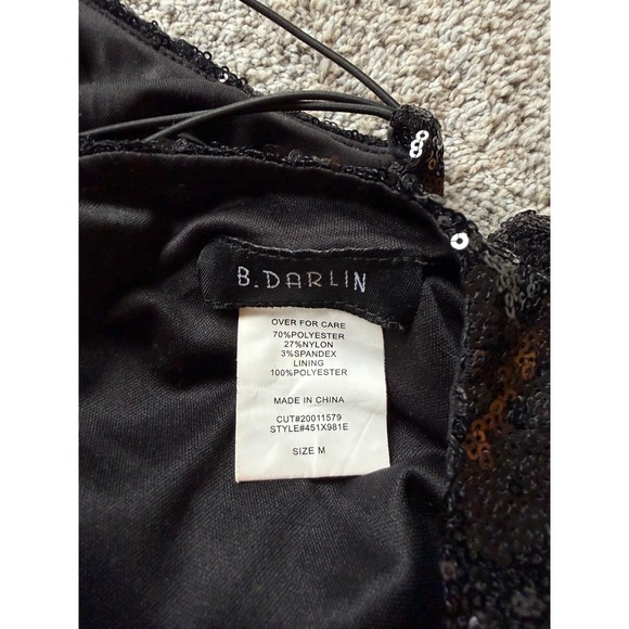 B Darlin Black Sequin Mini Dress Crisscross Back Size M - Picture 6 of 7